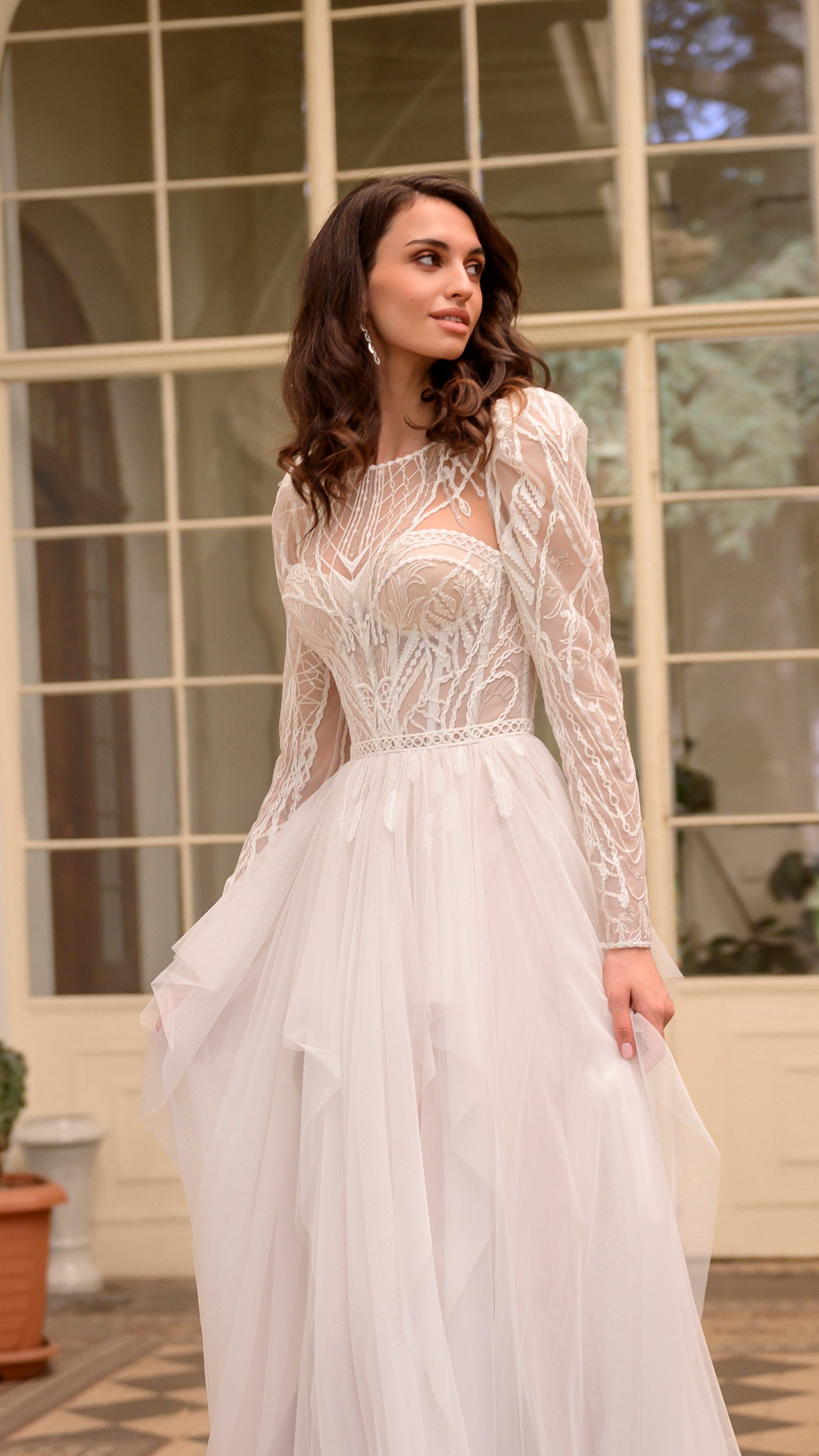 amazon long sleeve wedding dresses Seabinayed Long Sleeve Beach Wedding Dresses for Women Bride Lace A Line Boho Wedding Gowns with Train Backless Bridal Dress for Bride White US2 at Amazon Women's Clothing store