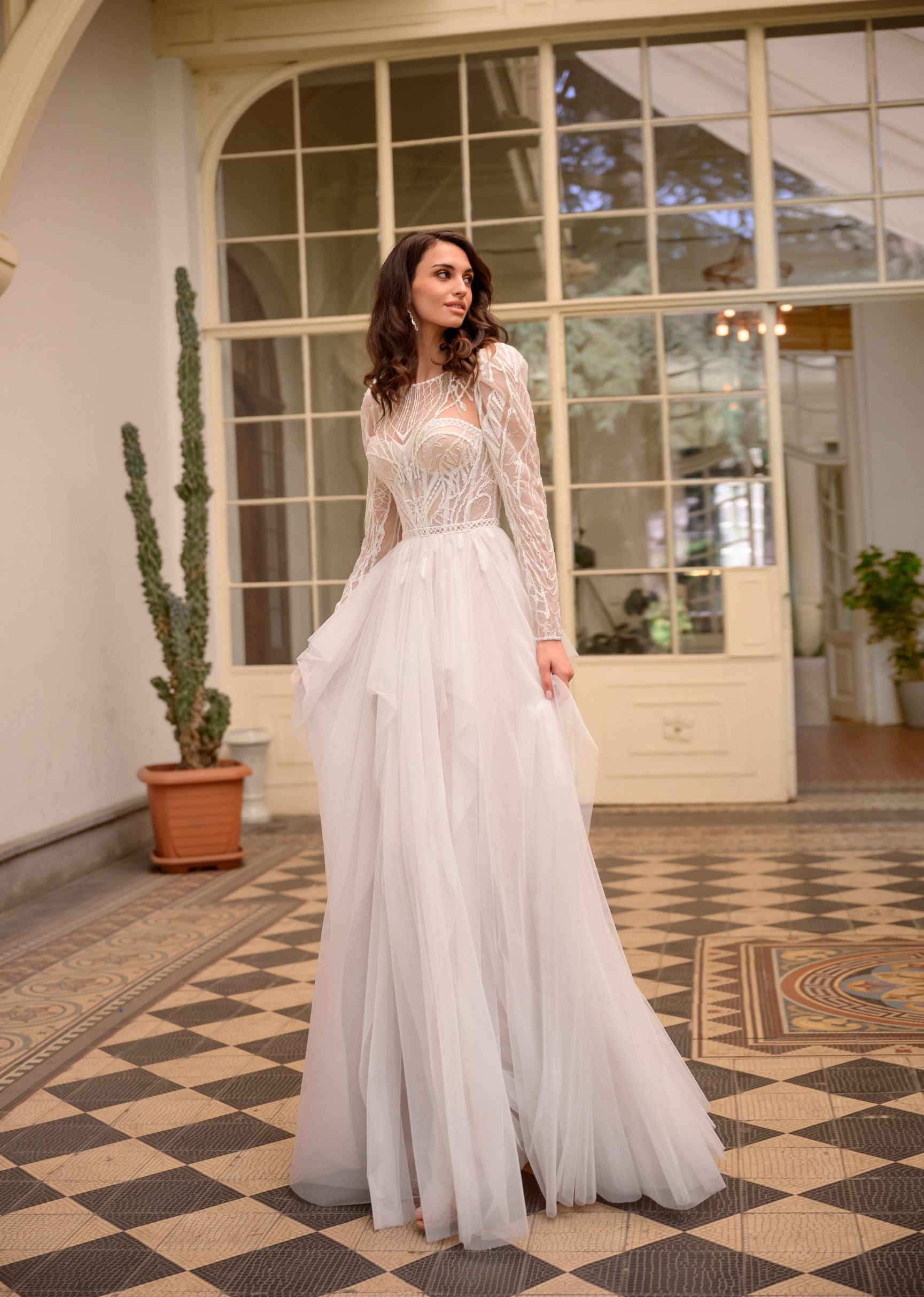 Elegant Long Sleeve High Neck Wedding Dress HAREM's Brides Elegant Long Sleeve High Neck Wedding Dress HAREM's Brides