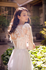 Elegant Long Sleeve High Neck Wedding Dress