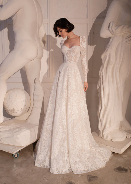 Long Sleeve Lace A-Line Wedding Dress