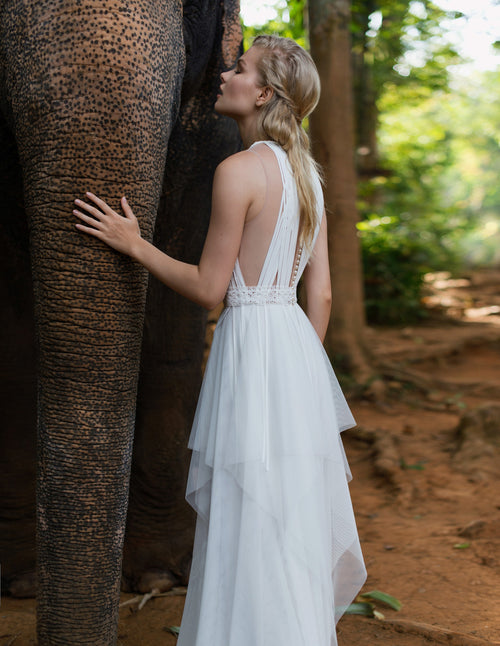 Sleeveless Bohemian Wedding Gown