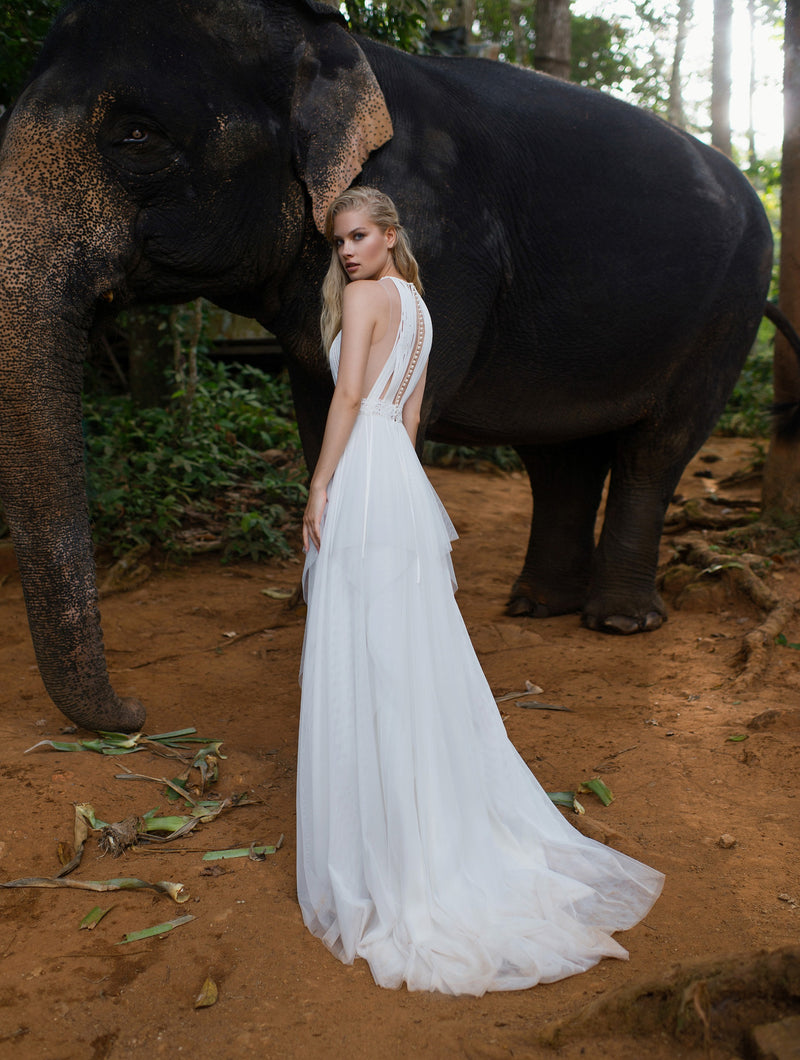 Robe de mariée bohème sans manches