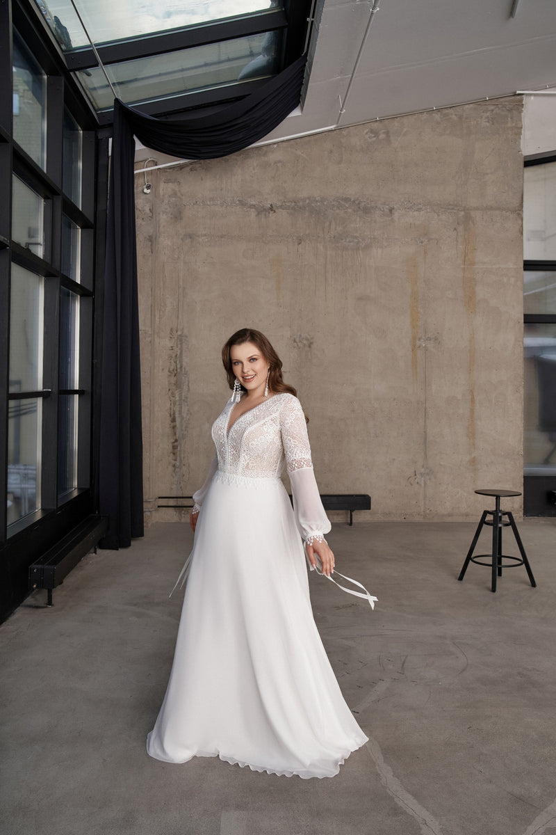 Long Sleeve A-Line Wedding Gown