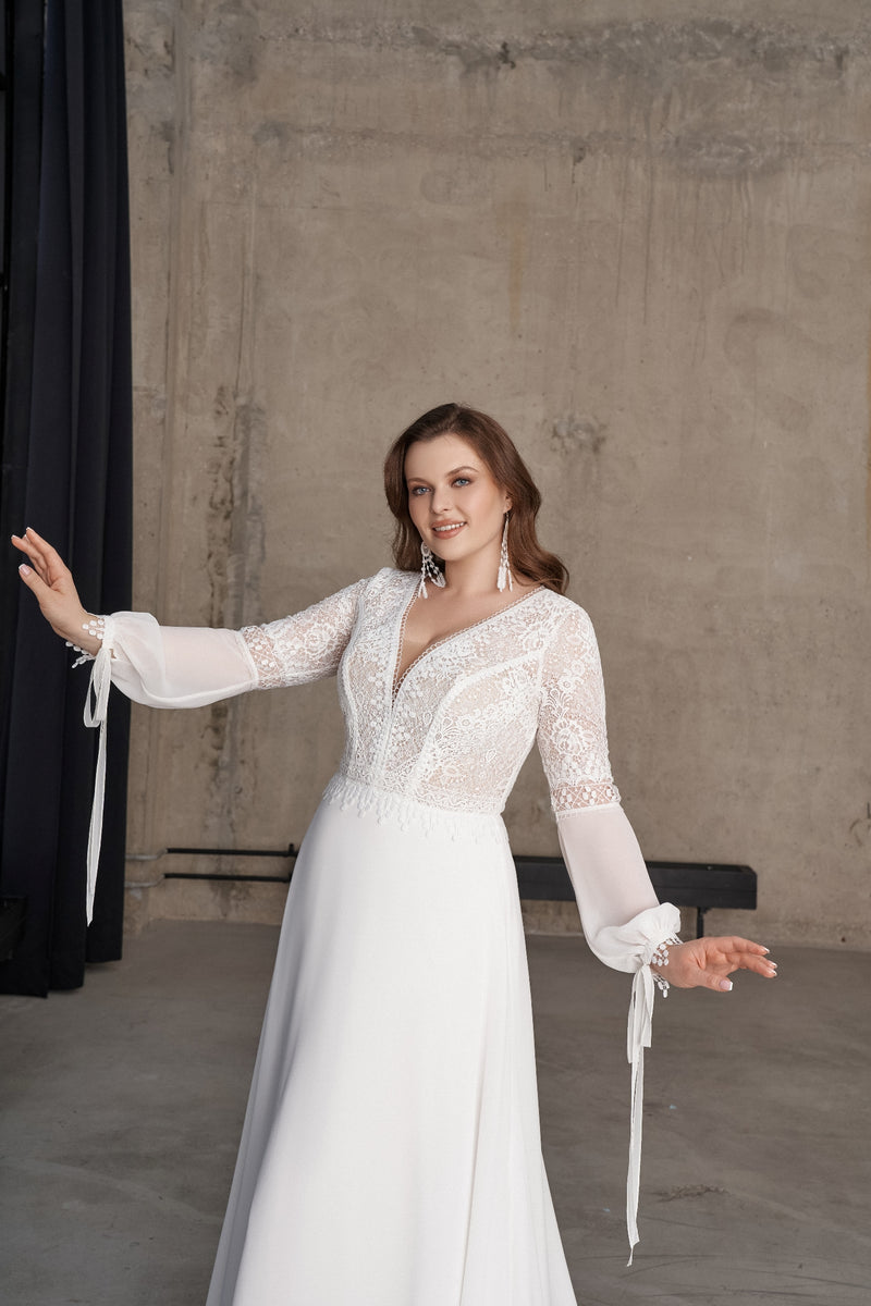 Long Sleeve A-Line Wedding Gown