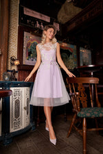 Mini Party Dress with Tulle Cape