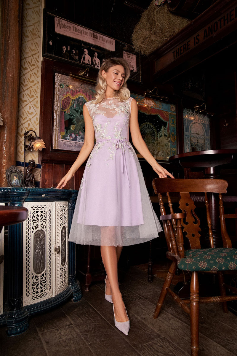 Mini Party Dress with Tulle Cape