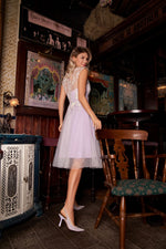 Mini Party Dress with Tulle Cape