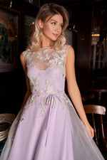 Mini Party Dress with Tulle Cape