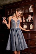 Vestido Brilhante Comprimento do Chá