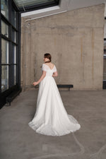 Off-Shoulder A-Line Plus Size Wedding Gown