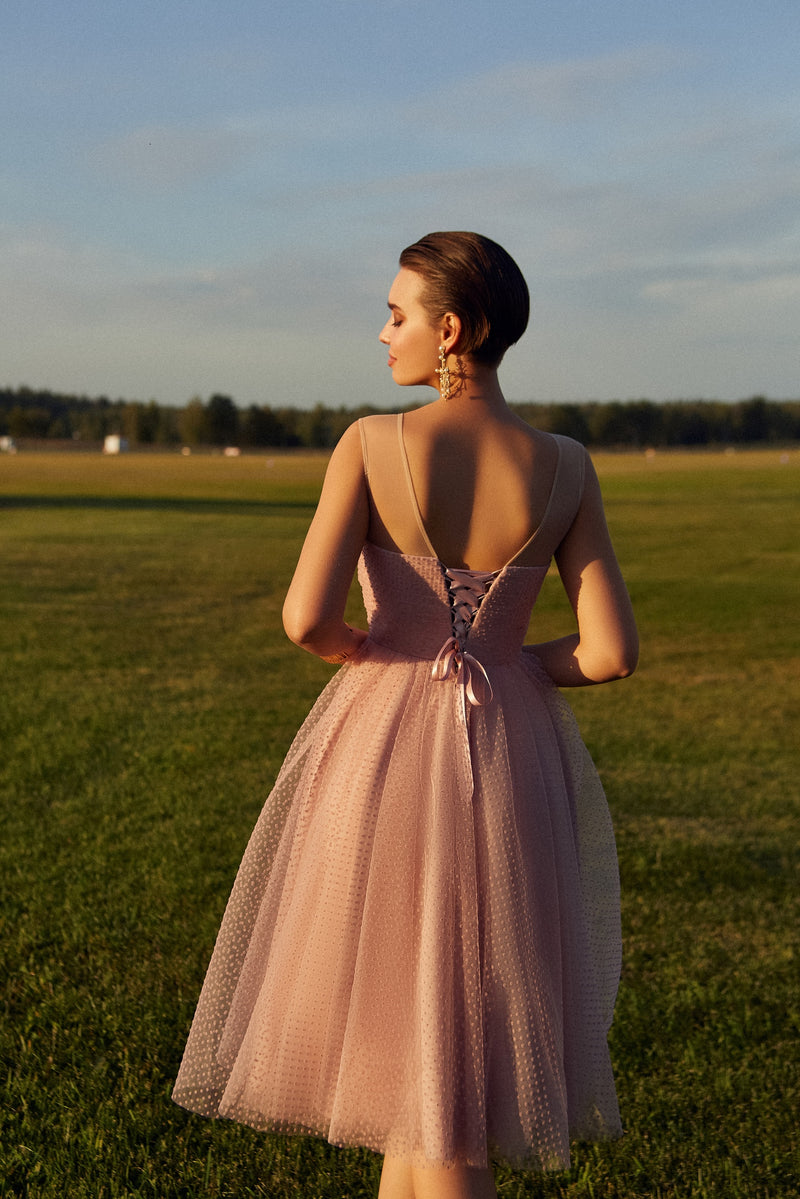 Robe de soirée longueur thé à fleurs modèle 3D