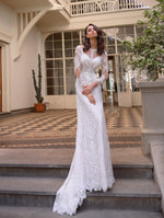 Playful Beautiful Long Sleeve Lace Wedding Dress