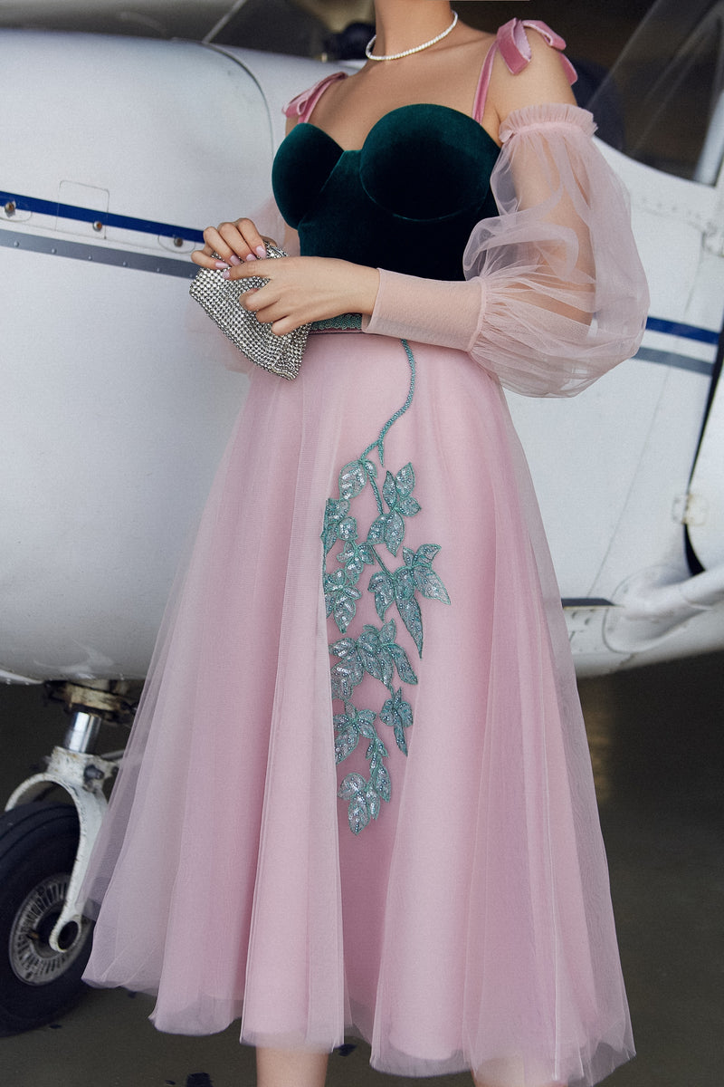 pink velvet dress with sleeves Pink Velvet Long Sleeve Maxi Dress