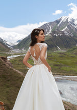 Cape Sleeves A-Line Mikado Wedding Dress