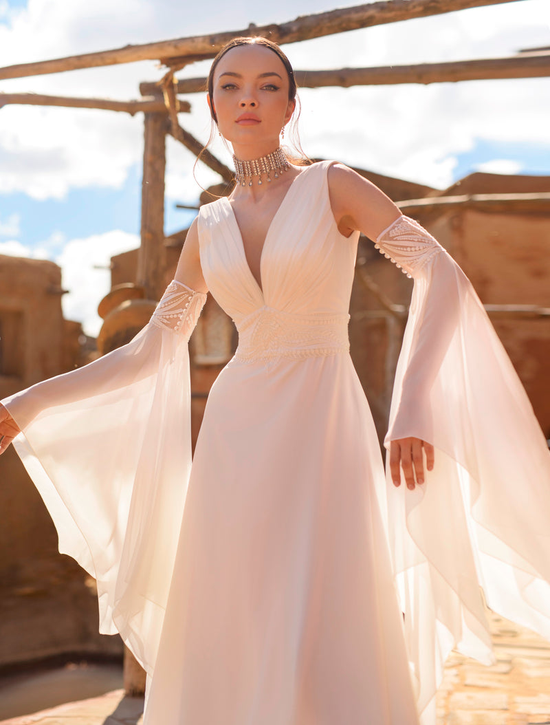 Fabulous Wedding Dress with Removable Bell Sleeves