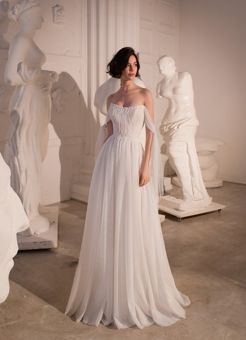 Simple Off-Shoulder A-Line Wedding Dress