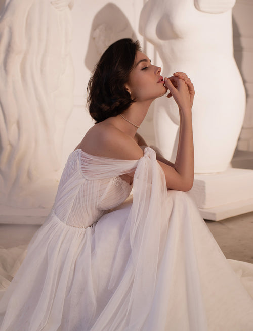 Simple Off-Shoulder A-Line Wedding Dress