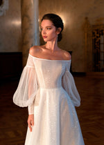 Glitter Wedding Gown With Puffy Sleeves