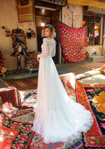 Vestido de novia bohemio con manga larga