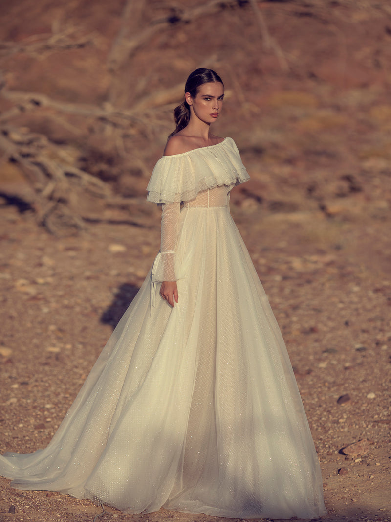 Ball Gown Wedding Dress With Asymmetrical Neckline