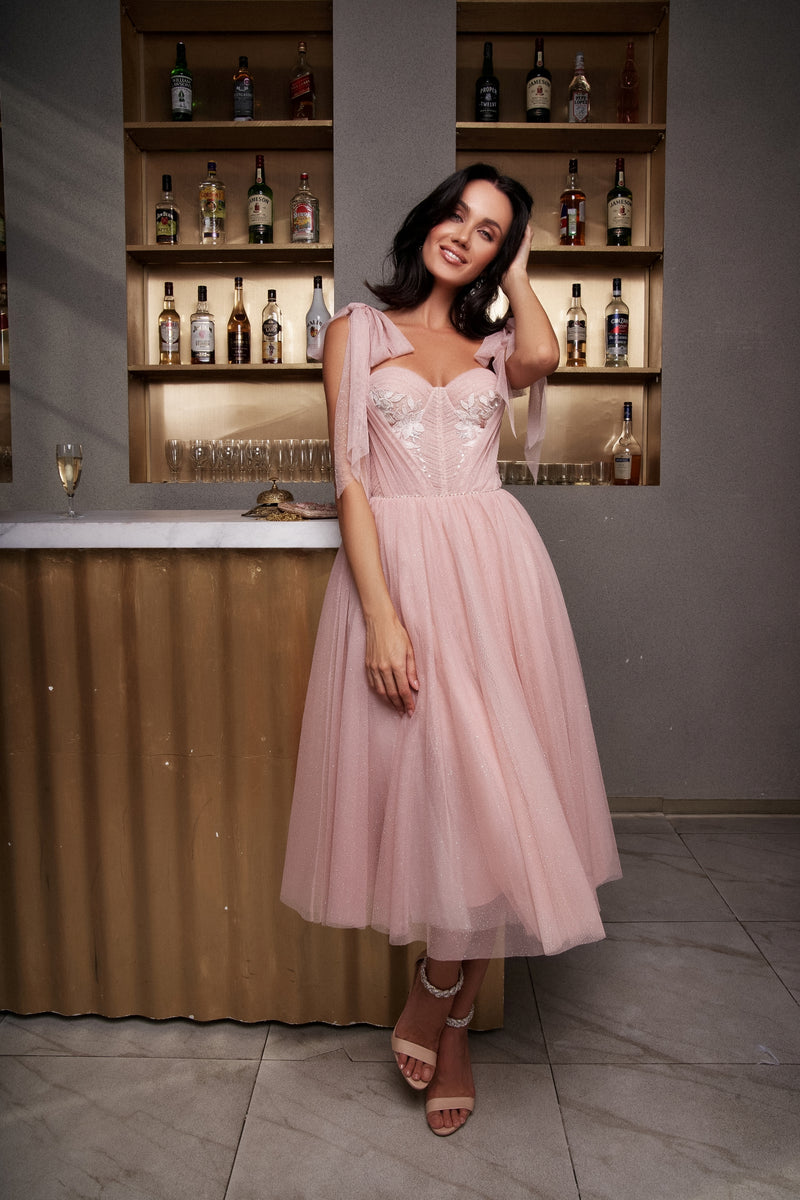 Sweetheart Dress with Shoulder Bow