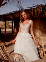 Sweetheart Tiered Skirt Ball Gown Wedding Dress