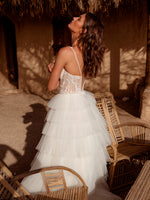 Sweetheart Tiered Skirt Ball Gown Wedding Dress