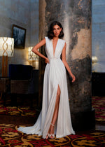 Sleeveless Wedding Gown with Embroidered Back