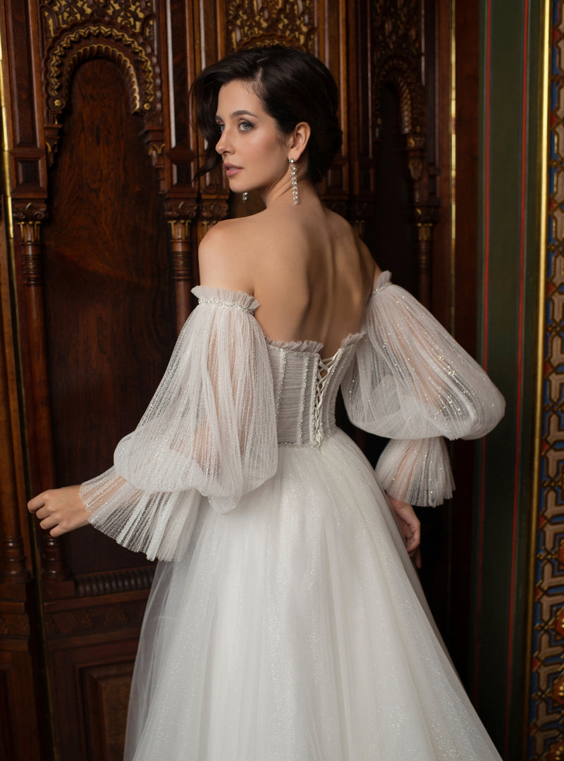 Robe de mariée chérie sans bretelles avec manches amovibles