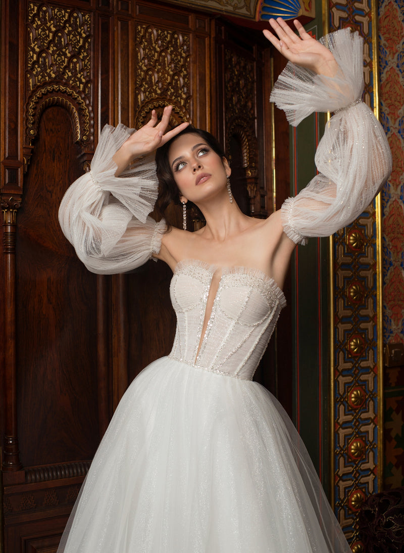Strapless Sweetheart Wedding Dress with Removable Sleeves