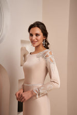 Petite Long Sleeve Sheath Style Gown