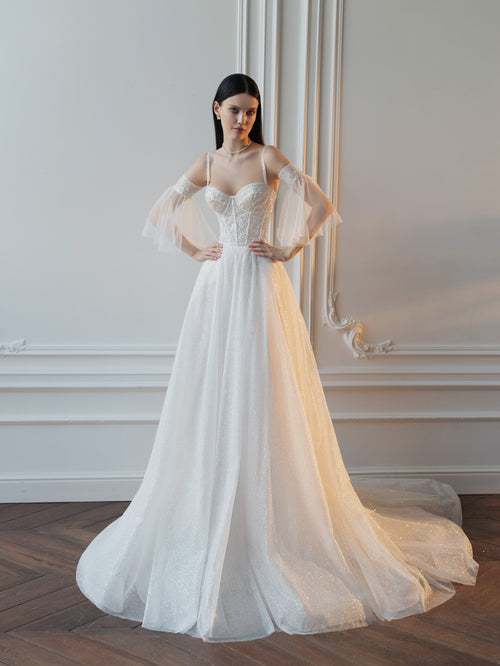 Robe de mariée chérie à bretelles spaghetti