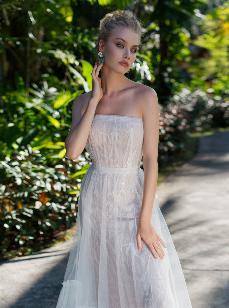 2in1 Strapless Wedding Gown with Tulle Overlay – HAREM's Brides 2in1 Strapless Wedding Gown with Tulle Overlay – HAREM's Brides