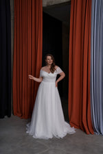 Off-Shoulder Long Sleeves A-Line Wedding Dress