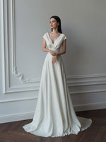 Cape Sleeve Glitter Wedding Gown