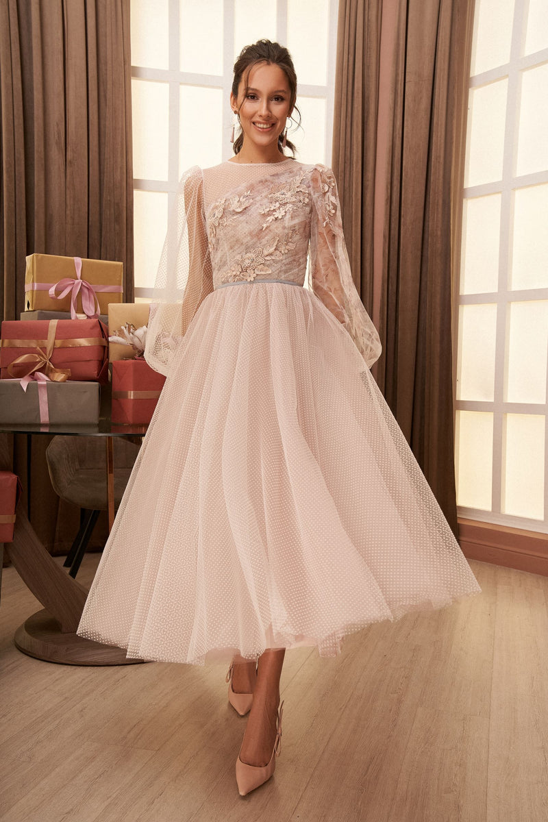 Petite Cocktail Dress with 3D Flowers HAREM's Brides Petite Cocktail Dress with 3D Flowers HAREM's Brides