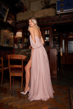 Vestido longo ombro a ombro