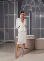 Spaghetti Strap Tea Length Bridal Dress with Jacket