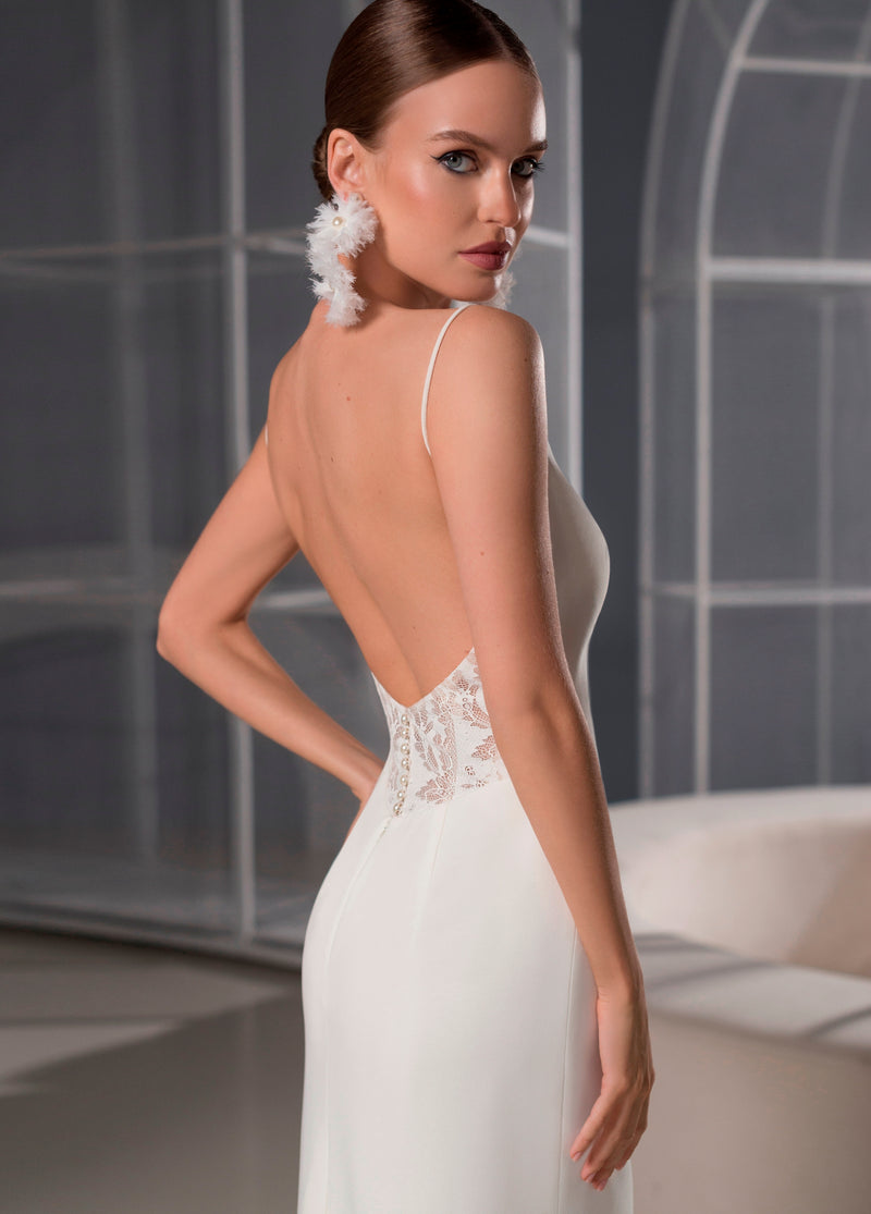 Spaghetti Strap Tea Length Bridal Dress with Jacket HAREM's Brides Spaghetti Strap Tea Length Bridal Dress with Jacket HAREM's Brides