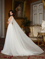 V-Neck A-Line Wedding Dress With Removable Cape