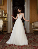 V-Neck A-Line Wedding Dress With Removable Cape