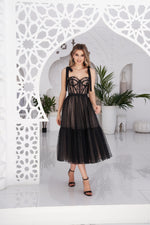 Sweetheart Style Black Polka Dot Bustier Dress