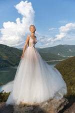 Beaded Body Colored Ball Gown