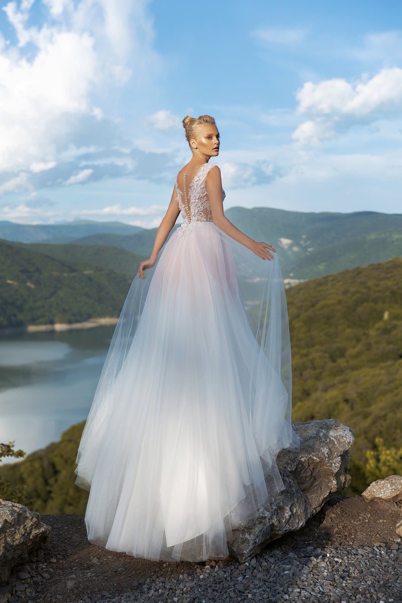 Beaded Body Colored Ball Gown