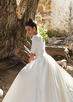 Elegant Minimalist A-Line Mikado Wedding Dress
