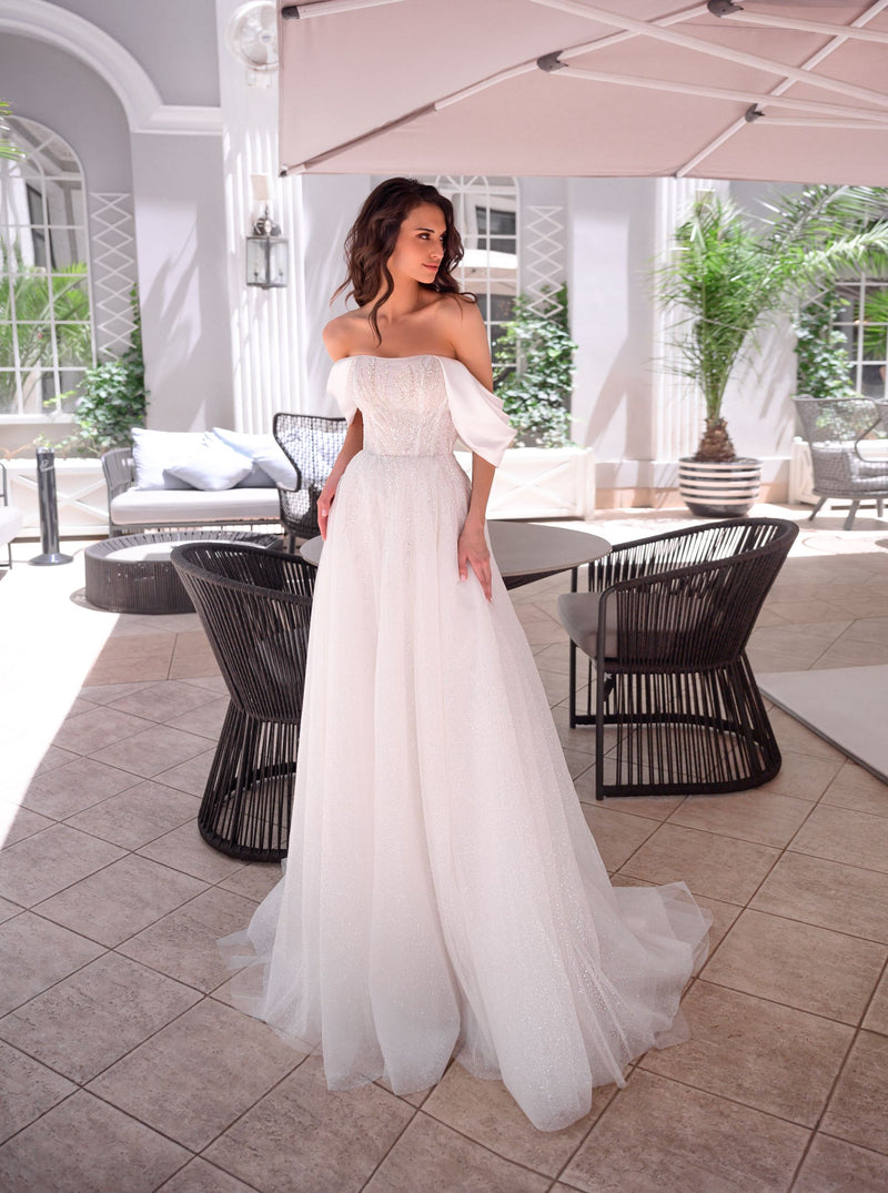 Off the shoulder dresses for weddings Clearance