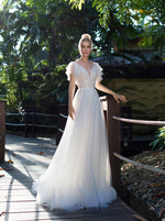 Butterfly Sleeves A-Line Wedding Dress