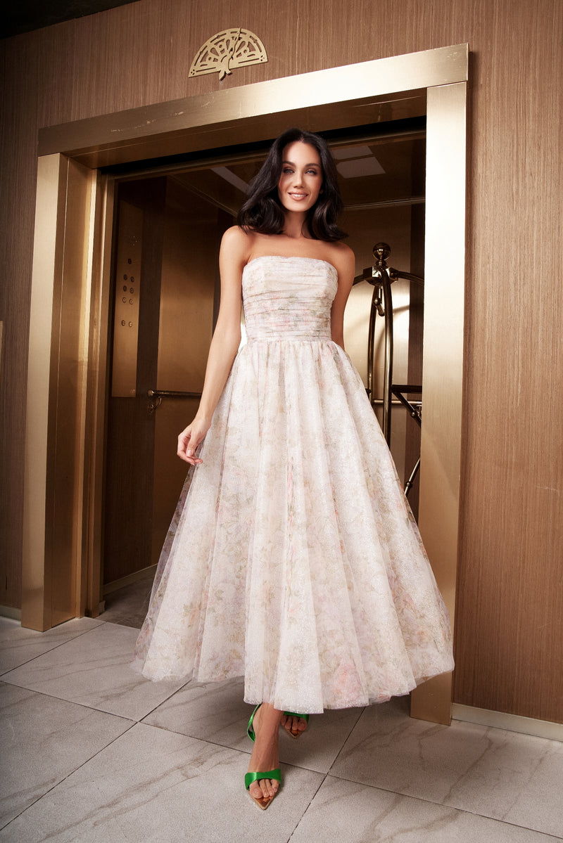 Strapless Floral Midi Dress EU38 Strapless Floral Midi Dress EU38