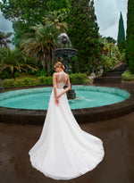 Breathtaking High Neck Wedding Gown with Removable Sleeves