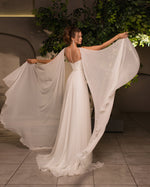 Robe de mariée trapèze féerique avec ailes d'ange